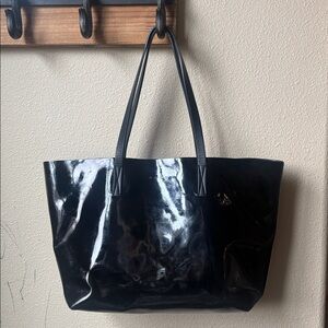 Marni Black Glossy Patent Faux Leather Tote